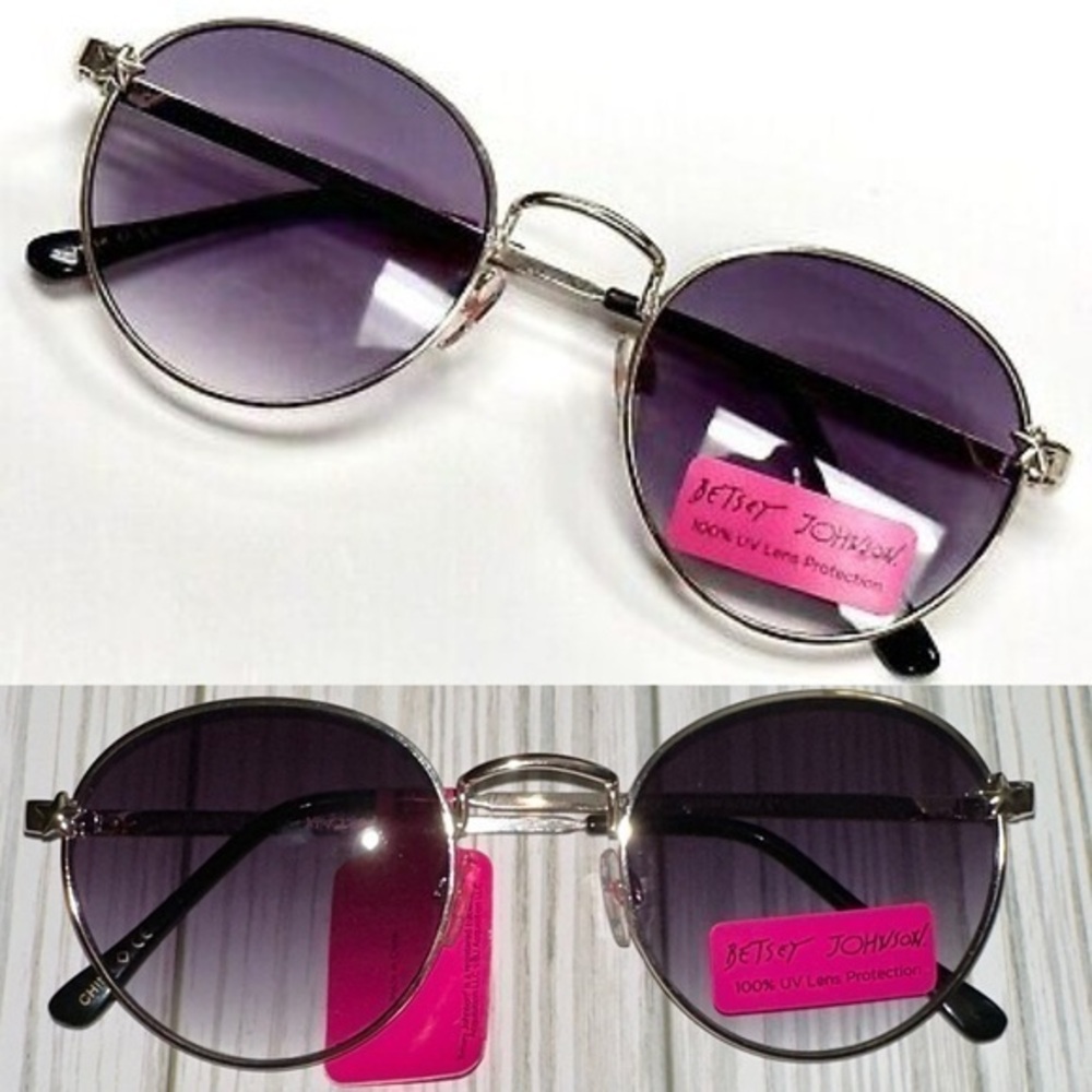 BETSEY JOHNSON SUNGLASSES AVIATOR ROUND gradient tint LENSE NWT